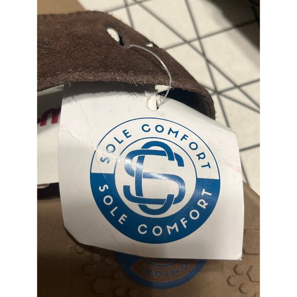 SOLE COMFORT SUEDE ORTHOPEDIC SANDLES FLIP FLOP ESPRESSO BROWN WOMENS SZ 9 - Picture 5 of 6